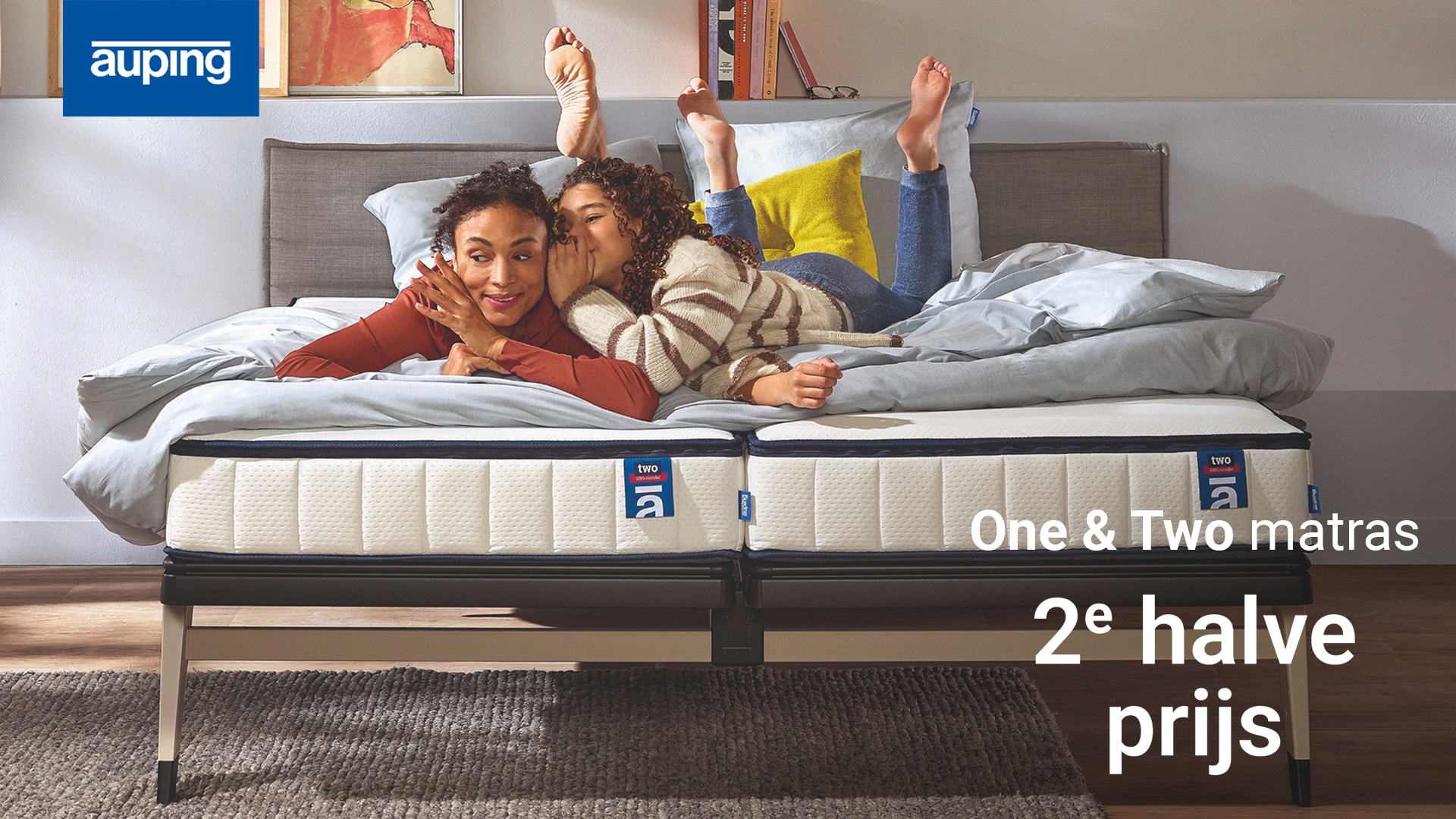 Tijdelijke Auping actie: Tijdelijk 2e Auping One matras voor de halve prijs. Ook bij aankoop van een 2-persoons matras is de actie geldig.