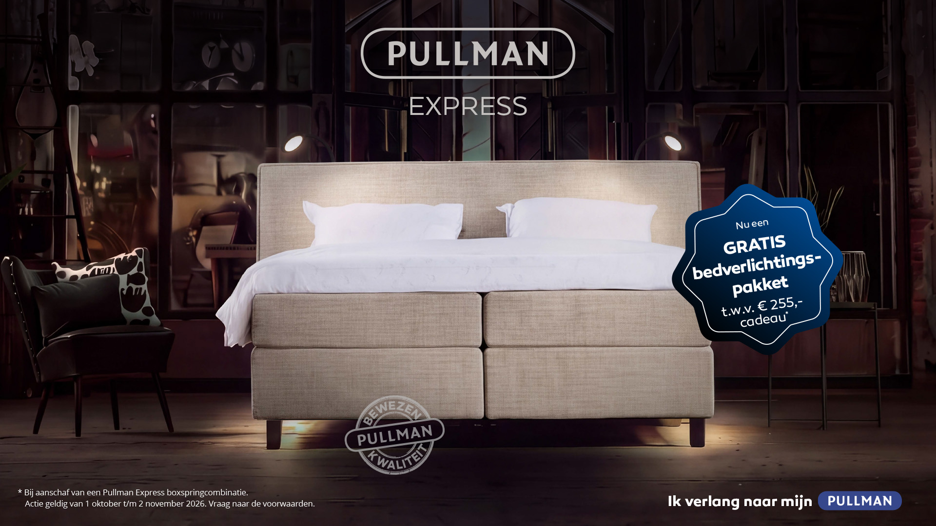 Pullman Express 'Gratis bedverlichtingsset'