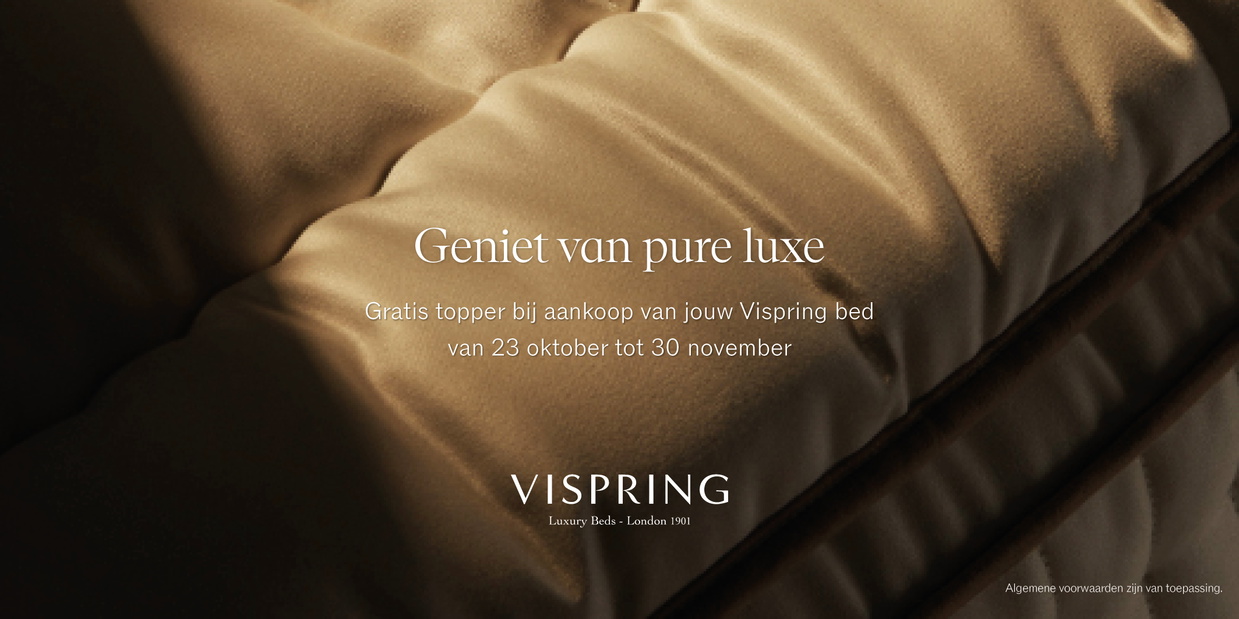 Gratis  VISPRING topper bij aanschaf van een matras of complete set t.w.v. MAXIMAAL € 4.900,-